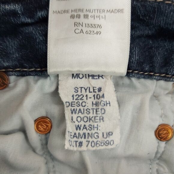 Mother High Waisted Looker Ankle Skinny Jeans Womens 23 Blue Stretch Bohemian - Picture 11 of 15